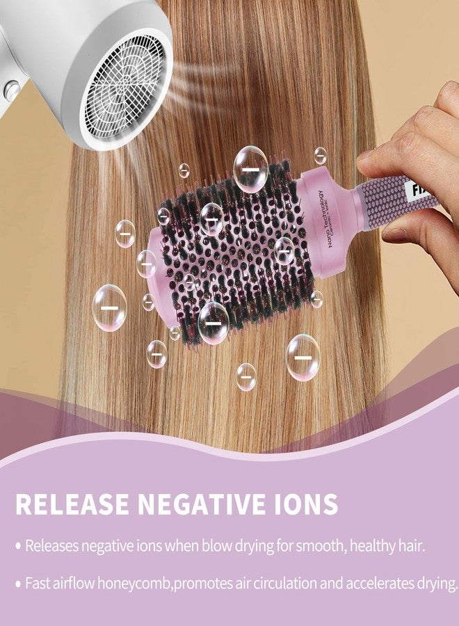 FIXBODY Round Barrel Anti-Static Hair Brush with Boar Bristles, Nano Thermal Ceramic Coating & Ionic Tech for Hair Blow Drying, Styling, Curling, Straightening (3.4 inch) - Image 5